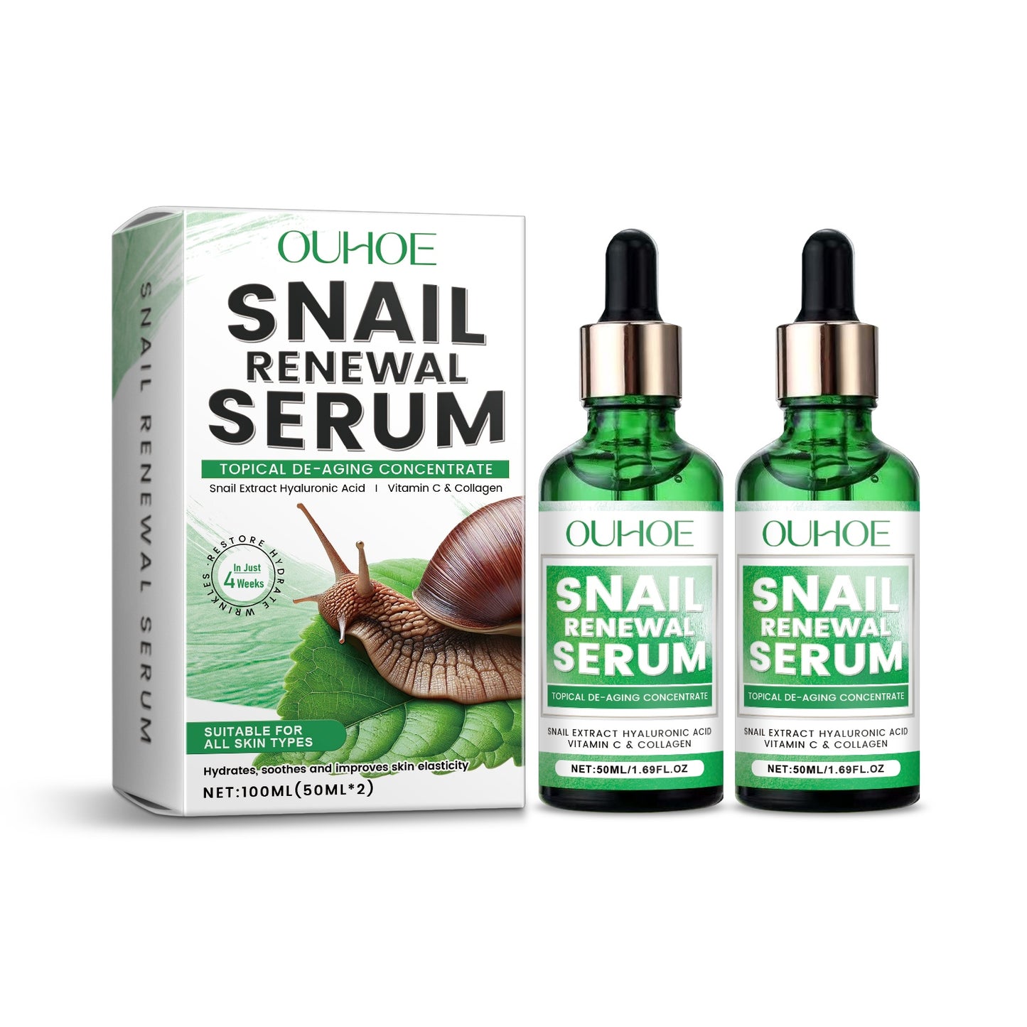 Snail renewal serum for hydrating and firming anti-aging skincare