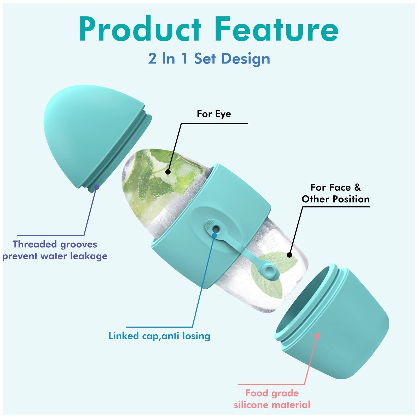 Silicone ice face roller for cooling facial massage and de-puffing, available in pink, green, purple, red, and yellow