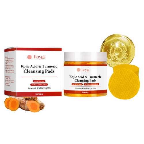Kojic acid and turmeric cleansing pads for gentle exfoliation and brightening