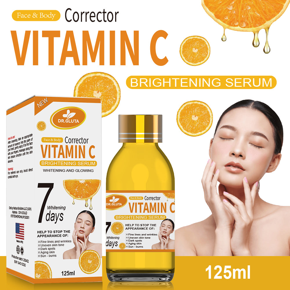 Vitamin C brightening serum for face and body, 7-day anti-aging treatment