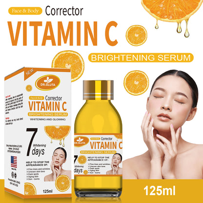 Vitamin C brightening serum for face and body, 7-day anti-aging treatment