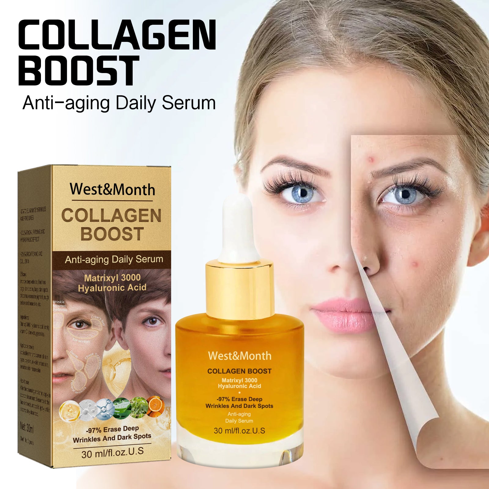 West&Month collagen anti-wrinkle essence for repairing and firming skin